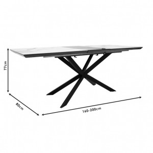 Masa Palan Extensibila Negru - Alb Gri 200x80x77 cm - Img 8
