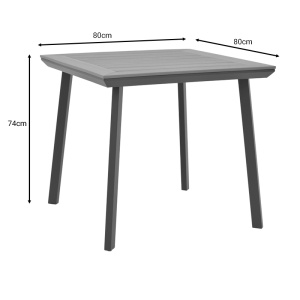 Masa Synergy aluminiu antracit placaj natural 80x80x74 cm - Img 5