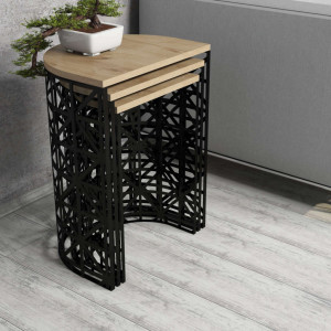 Masuta Auxiliara Stil Metal Ferforje - Oak - Img 2