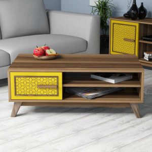 Masuta de Cafea Ayla - Walnut, Yellow
