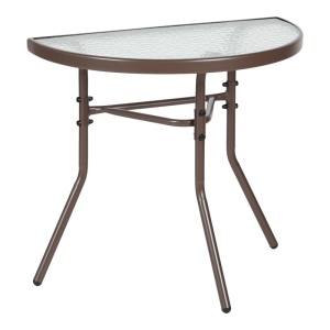 Masuta de cafea de gradina consola semicerc, Bion, Maro, 70x40x65 cm