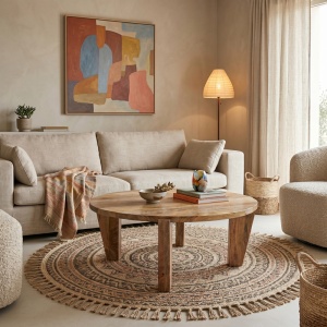 Masuta de cafea, Japandi, Pako, Natural 90x90x35 cm