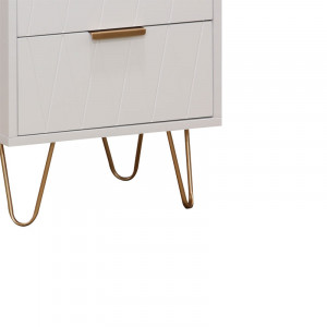 Noptiera Culture cu 2 sertare culoarea alba cu picioare aurii 40x35x52cm - Img 3