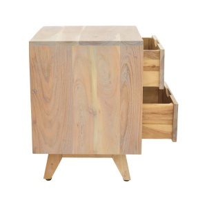 Noptiera Emira, Pako World, Lemn de salcam, Natural, 40x40x54 cm - Img 5