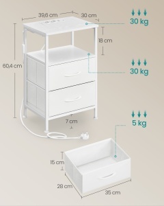 Noptiera Songmics Alb 39.6x30x60.4 cm - Img 5