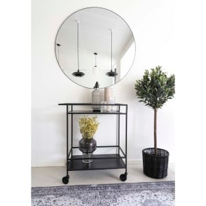 Oglinda de perete Jersey, Negru, 100x100x0.5 cm - Img 2