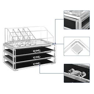 Organizator cosmetice machiaj, Songmics, Transparent, 23.8x15.3x18.8 cm - Img 5