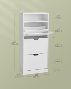 Pantofar Alb Vasagle 60x24x139 cm - Img 3