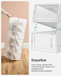 Pantofar din plastic, Songmics, Alb, 33.3x23x14 cm - Img 4