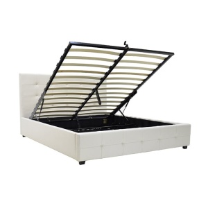 Pat cu saltea si depozitare, Roi Resty, Pako, Alb 172x218x109 cm - Img 2