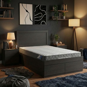 Pat cu saltea si sertar depozitare, Olympus-Dreamer, Wenge, 105x205x80 cm