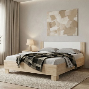 Pat dublu 160x200 cm Geneva 14388 Alb natural