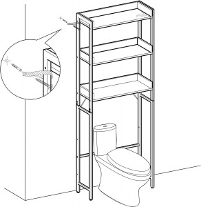 Raft baie wc, Vasagle, Maro-Negru, 63x25x165 cm - Img 3