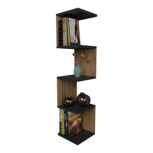 Raft de colt Suspendat Zigzag Stejar Antracit 25x25x109 cm