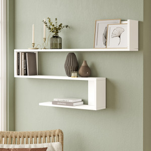 Raft de perete Belinda culoarea alba 120x14.5x71.4cm - Img 2