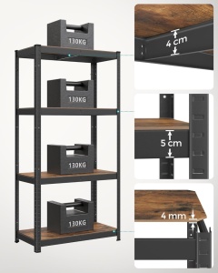 Raft metalic, Songmics, Negru, 520 kg 40 x 80 x 160 cm - Img 8