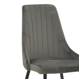 Scaun Azori catifea gri inchis cu picioare din metal negru 49x55x85 cm - Img 6