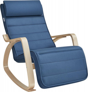 Scaun balansoar, Songmics, Albastru, 121.5x67x84 cm - Img 2