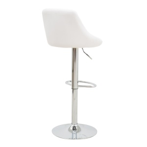 Scaun bar Boronez inaltime ajustabila piele ecologica PU alb baza cromata 47x49x112 cm - Img 2