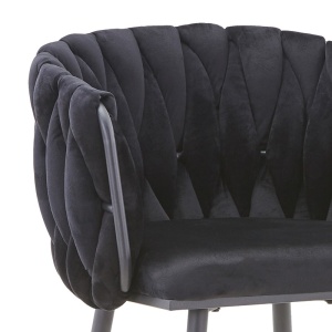 Scaun bar Vivian catifea neagra picior metal negru 57x50x100 cm - Img 5