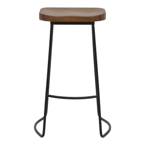 Scaun de bar de gradina Lamul lemn de ulm nuanta nuc-negru si metal 48x42x71 cm - Img 4