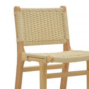 Scaun de bar Julien lemn de arbore de cauciuc culoare lemn natural - funie culoare lemn naturala 45x46x95cm - Img 6