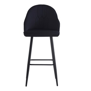 Scaun de bar Velvi, Pako World, Catifea neagra, 46x45x113 cm - Img 2