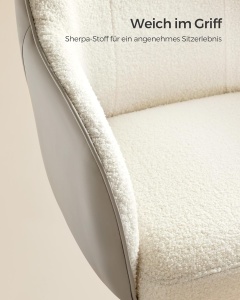 Scaun de birou boucle Cappuccino Songmics 60.8x58x96 cm - Img 5