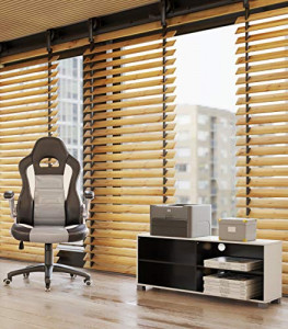 Scaun de birou, Songmics, Negru, 48x52x(90-112) cm