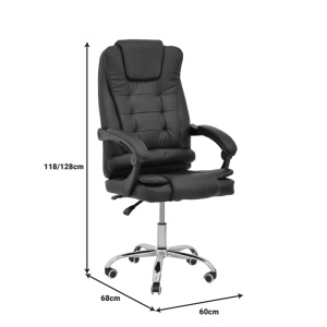 Scaun de birou Toronsi negru piele ecologica PU 60x68x128 cm - Img 9