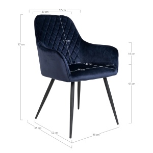 Scaun dining Harbo dining, Albastru, 65x57x87 cm - Img 3