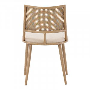 Scaun Giulia plastic material textil ratan bej - metal culoare lemn natural 49x52x80cm - Img 5
