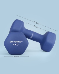 Set 2 buc. Gantere 2x4 kg Songmics Albastru 20.5x9.5x9 cm - Img 7