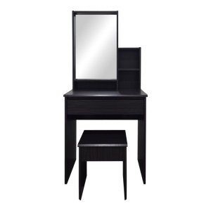Set 2 bucati Masa de machiaj cu taburet, Larnia, Wenge, 40x65x142 cm - Img 3