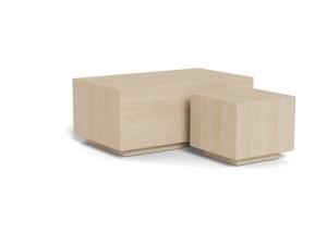 Set 2 piese Masute de cafea Dice, Bej, 42x100x60 cm - Img 3