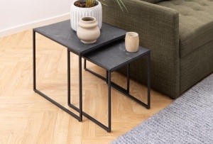 Set 2 piese Masute de cafea stivuibile Infinity, Negru, 45x50x50 cm - Img 4