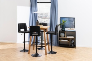 Set 2 piese Scaune de bar Sylvia, Negru, 115x41.5x52 cm