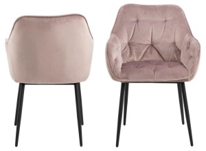 Set 2 piese Scaune dining Brooke, Roz prafuit, 83x58x55 cm - Img 4