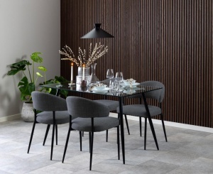 Set 2 piese Scaune dining Edina V1, Gri, 77x56x55 cm - Img 2