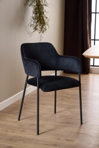 Set 2 piese Scaune dining Lima, Negru, 82x54x55 cm