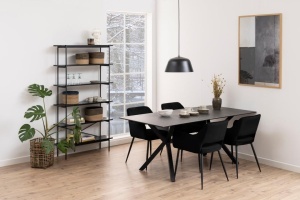 Set 2 piese Scaune dining Ranja, Negru, 79x56x59.5 cm