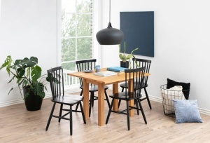 Set 2 piese Scaune dining Riano, Negru, 86x50.5x49.5 cm