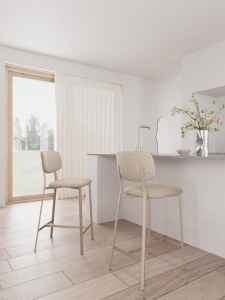 Set 2 piese Scaune inalte Alison, Bej, 98x40x48 cm