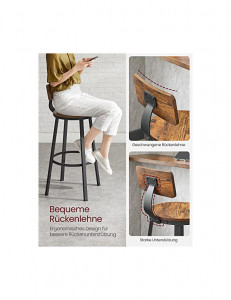 Set 2 scaune bar Vasagle, 73 cm, LBC026B01V1, Maro Rustic - Img 3