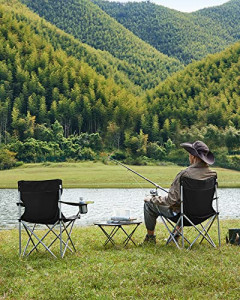 Set 2 scaune camping pliabil, Songmics, Negru, 84x52x81 cm - Img 6