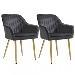 Set 2 scaune dining, Songmics, Gri, 62.5x60x85 cm - Img 2