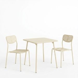 Set 3 masa si scaune gradina, Deraby, Crem, 70x70x73 cm - Img 2