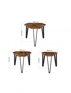 Set 3 masute de cafea, Vasagle, Maro Rustic, LNT14BX, 58 x 45 x 51 cm - Img 5