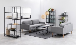 Set 3 piese Masute de cafea Infinity, Negru, 48x120x60 cm