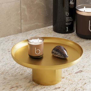 Set 3 platouri decorative metalice GED-007 Auriu 25.5x25.5x9 cm - Img 3